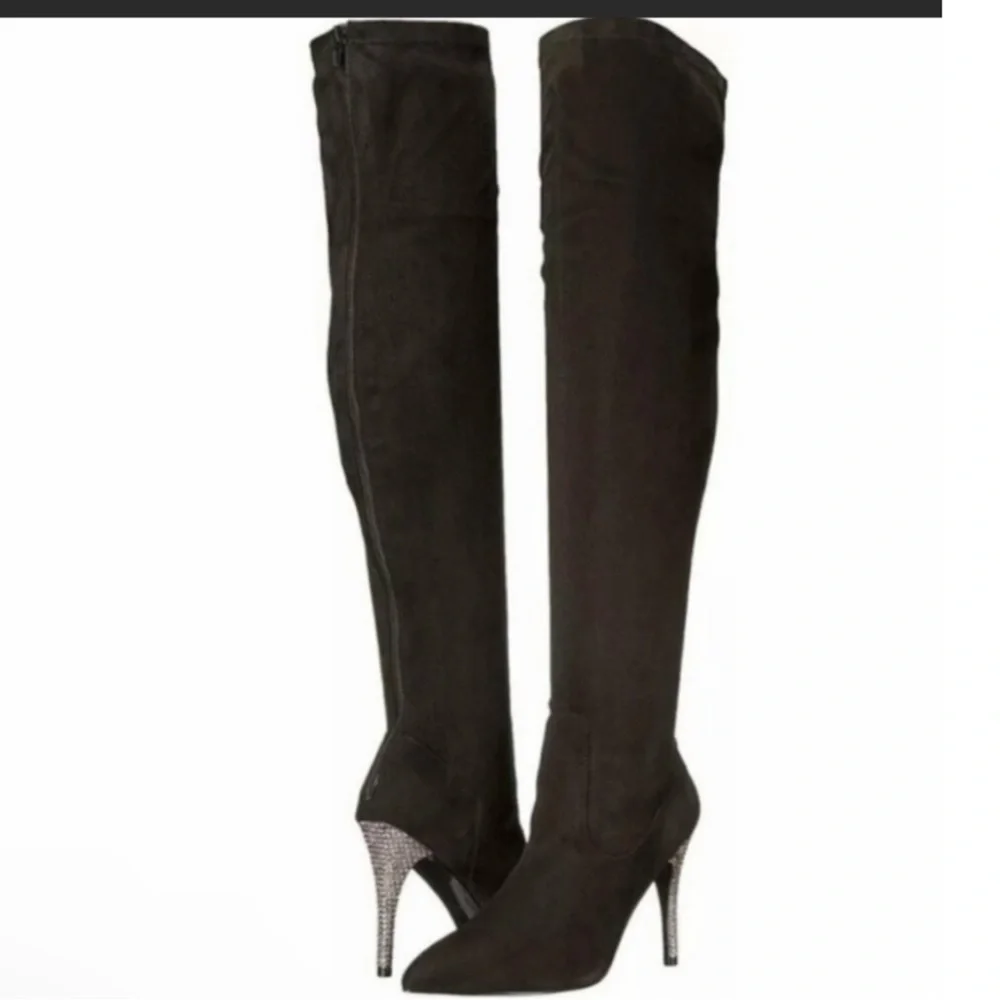 NINA WOMEN'S DECORATED SYNTHETIC SUEDE ROCKLIN OVER THE KNEE BOOTS